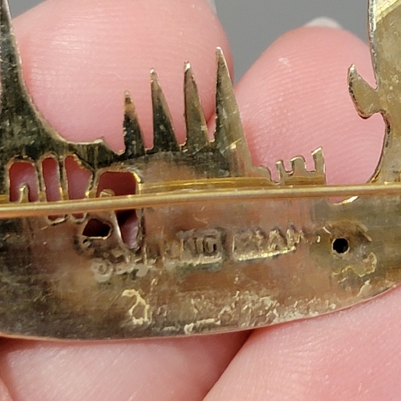 Vintage 1950's Sterling Silver Siam Dragon Boat Brooch - Picture 7 of 7